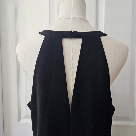 1 State Black and Cream Chevron Halter Neck Dress - Picture 7 of 9